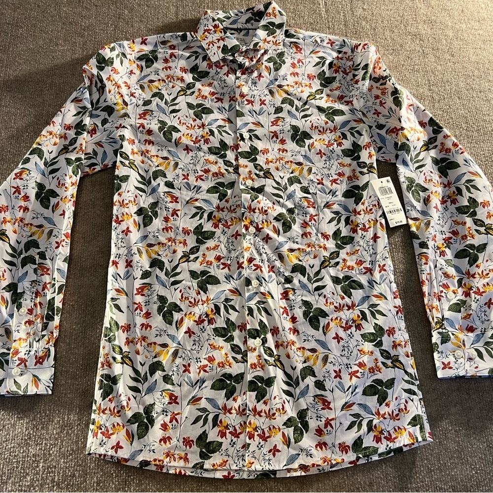 Bar III slim fit stretch Floral Long Sleeve Men's Shirt
